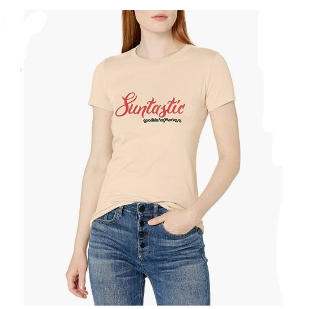 Marky g apparel t-shirt women's 6004 SUNTASTIC tee-shirt Size MEDIUM -Soft Cream